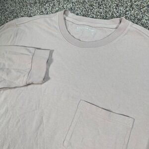 American Giant Mens Size L Long Sleeve T-Shirt Pocket Mauve Pink Cotton